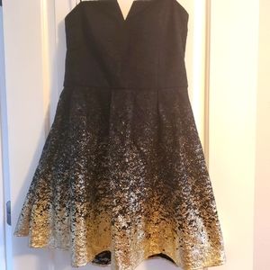 Like new black and gold strapless party dress